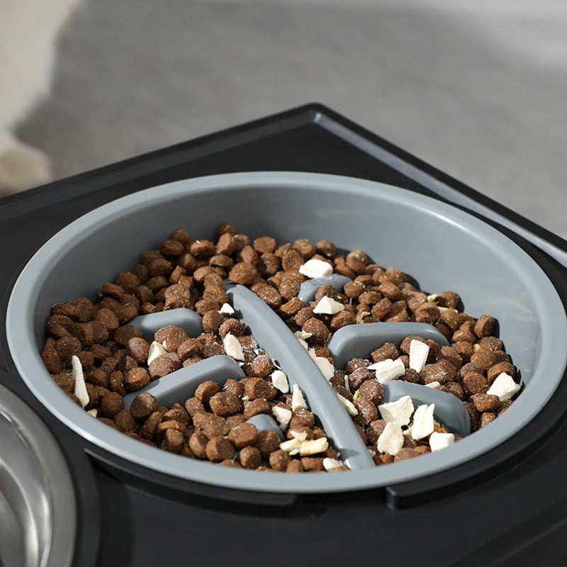Adjustable Raised Dog Bowl – Slow Feeder for Healthy Eating