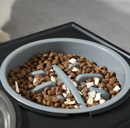 Adjustable Raised Dog Bowl – Slow Feeder for Healthy Eating